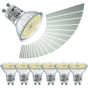 EACLL Ampoules LED GU10 6W Dimmable en Continu, Équivalent Halogène 75W, Lot de 6, 5000K 570lm Lumière du jour, Éclairag sans Scintillement, Gradation en Continu 120° Spot, AC 230V Lampe à Réflecteur (EACL, neuf)