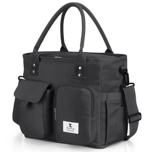 Hafmall Sac Isotherme Repas 18L pour Femmes, Sac Lunch Box avec Bandoulière Réglable Amovible, Sac Isotherme pour Petit-déjeuner/Travail/Picnic/Déjeuner/Plage/Voyage/Camping (Noir) (hafmall, neuf)