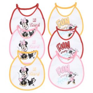 CARTOON Bavettes Disney Lot de 6 bavoirs en éponge avec dos plastifié avec fermeture élastique 18 x 18 cm, Minnie., 18 x 18 cm (Massi s.r.l., neuf)