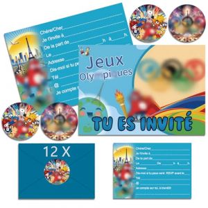 ENHZHIC 12x Invitation Anniversaire Jux Olypiqus Garcon Fille en Français avec Enveloppes, Carte Invitation Anniversaire à Thème, Cartes d'Invitation de Fête pour Enfant (A6) (XIAOZE TECHNOLOGY LIMITED, neuf)