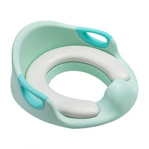 Reducteur Toilette Enfant, Rehausseur WC Enfant, Réducteur de Toilette avec Coussin Doux, Siège de Toilette pour Bébé de 1 à 7 ans, Adaptateur Toilette Enfant avec Poignée et Dossier, Vert (BRT Store, neuf)