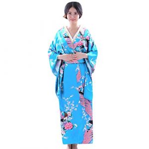 Robe Japonaise Geisha Robe Yukata Blossom Peignoir Satin Robe Kimono Robe de Nuit Femme Robe de Chambre Longue Femme Traditionnelle Japonaise Kimono Japonaise de Femmes de Kimono Robe de Carnaval (Beythetly, neuf)