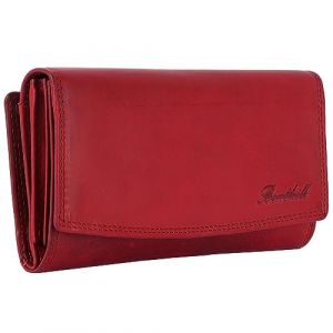 Benthill Femme Portefeuille Grand en Cuir v&eacute;ritable | Grand Porte Monnaie XXL avec Protection RFID | Portefeuille avec de Nombreuses Poches pour Cartes, bo&icirc;te Cadeau Incluse, Color:Rouge (Benthill, neuf)