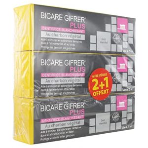 Gifrer Bicare Gifrer Plus Dentifrice Blanchissant au Charbon Végétal Lot de 3 x 75 ml dont 1 Offert (La boutique de Lucas, neuf)