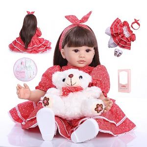 ZIYIUI Bebe Reborn Fille 24 Pouce 60 cm Bébé Reborn Réaliste Fait à la Main Bebe Reborn Silicone Mignon Poupée Reborn Pas Cher Poupon Vrai Bébé Nouveau-Né Jouet Garçon Fille Cadeau de Noël (Feng Quan, neuf)