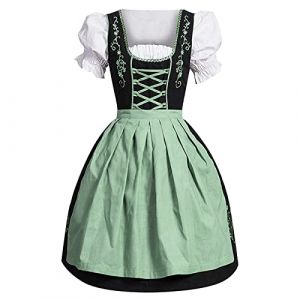 Tenue Bavaroise Femme Bavière Oktoberfest Set Avec Chemisier Dirndl Costume De Femme De Chambre Maid Cosplay Robe Jupe Gothique Traditionelle Trachten Robes D'octobre (Qiugodek, neuf)