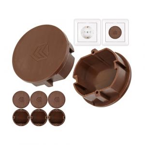 Cache-prise, 8 pi&egrave;ces, en brun, protection de prise contre la poussi&egrave;re, les &eacute;claboussures, pour prise SchuKo type F, couvercle pour bloc multiprise, multiprise, enrouleur de c&acirc;ble, cuisine, atelier (Your Day Mate, neuf)