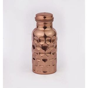 BUYERWELL Gourde 100 % pur cuivre martelé avec diamant, 500 ml, récipient ayurvédique en cuivre, résistant aux fuites, pour boire plus d'eau (BUYERWELL, neuf)