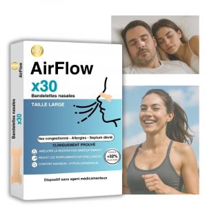 KW AirFlow Bandelettes nasales anti-ronflement x30 | Taille L | Ecarteur nasal anti-ronflement efficace puissant | Nasal strips dilatateur nasal | Patch nez respiration | Dispositifs anti-ronflement (KolibriWonders, neuf)