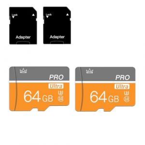 Carte mémoire Micro SD 64GB Classe 10 avec Adaptateur SD - Carte TF Haute Vitesse pour Tablette/téléphone Mobile/Appareil Photo/autoradio/Console de Jeu (Lot de 2 Cartes de 8GB) (BestXXJS, neuf)
