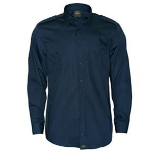 ROCK-IT Apparel Chemise &agrave; Manches Longues pour Hommes - 100% Coton - avec &eacute;paulettes - pour Le Travail et Les Loisirs - avec Fermeture &agrave; Boutons [S-5XL] Tailles r&eacute;guli&egrave;res Bleu Marine 3X-Large (Triton Style - Merchandising, neuf)