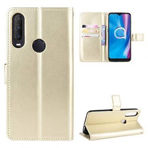 Coque Cuir pour Alcatel 1V 2020 5007U ,Coque Cuir pour Alcatel 3L 2020 ,Coque Cuir pour Alcatel 1s 2020 5028A 5028D 5028Y ,Coque pour TCL Optus X Go / A1 Alpha 20 5029Y Coque Housse Etui Cover Gold (QiongniAn, neuf)