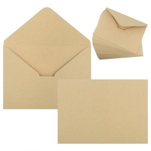JIANTA 60 Pièces Enveloppe Kraft B6, Enveloppes Papier Kraft 120 g/m², Enveloppe Vintage, haute qualité marron 17,6 x 12,5 cm pour cartes de vœux Iinvitations Mariage Baptême Anniversaires (JIANTA, neuf)
