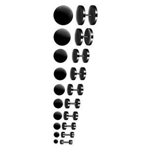 3-14mm Boucles d'oreilles Set 10 PAIRES en Acier Inoxydable Studs Boucle d'Oreille Faux Plug Fakeplugs Haltère Barbell pour Hommes Femmes, Argent/Noir/Or/Or Rose/Bleu (MicVivien, neuf)