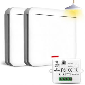 Ghekkli 433Mhz Interrupteur D'&eacute;clairage Sans Fil, Interrupteur Va et Vient Sans Fil avec R&eacute;cepteur- 2200W/10A, Commutateur Mural Intelligent sans Fil (Kit 2 interrupteurs + 1 r&eacute;cepteurs) (Hong Kong Fuyida, neuf)