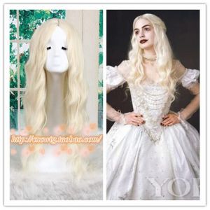 GUANBBD Perruque d'Halloween Alice au pays des merveilles pour femme La reine blanche - Perruque longue ondulée - Blond clair - Scène - Jeu de rôle - Taille unique - Or clair (GUANBAIJI1982, neuf)