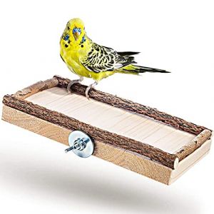 Perchoir Perroquet en Bois Naturel - 2 en 1 mangeoire et perchoir pour Cage a Oiseaux (Vogelgaleria, neuf)