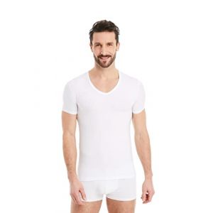 FINN Maillot de Corps Business pour Homme à Manches Courtes avec Col en V - sous-Maillot en Tissu Original Lenzing® Modal - Le T-Shirt Parfait sous Une Chemise et Un Costume Blanc 4XL (FINN Design, neuf)