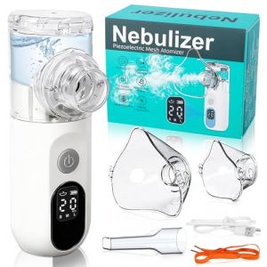 YGVQN N&eacute;buliseur Portable USB-C, Appareil Inhalation Ultrasonique pour Adultes & Enfants, &Eacute;cran Digital, Fonction Nettoyage Automatique, Livr&eacute; avec 2 Masques et Embout Buccal, Silencieux et Efficace (VARGAAIZ S.R.L., neuf)