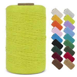 LEREATI Fil Macramé 1mm x 390m Corde Macramé Fil de Coton Naturel Ficelle Macramé Cordon, Cordelette 1mm pour Porte Plante Mural, Rideau, Tressée, DIY Artisanat, Cadeau Décoration (Fruit Vert) (LEREATI, neuf)