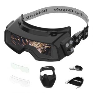 YESWELDER Lunettes de Soudage &agrave; Teinte Variable True Color, Vision Large 1/1/1/1 Plage d'Obscurcissement 4/5-9/9-13 avec Meulage, Masque de Soudeur pour TIG MIG ARC D&Eacute;COUPE (YESWELDER-EU, neuf)