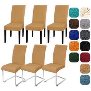 Yugarlibi Lot de 6 housses de chaise extensibles pour chaise basculante - Amovible et lavable - Protection pour cuisine, restaurant, hôtel, banquet, mariage (camel, 6 pièces) (Yingchengda Direct Store, neuf)