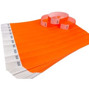500 Bracelets Orange fluo Bracelets d'identification en Tyvek pour les événements, la sécurité, les fêtes, les festivals (Wrist Magic Studio, neuf)
