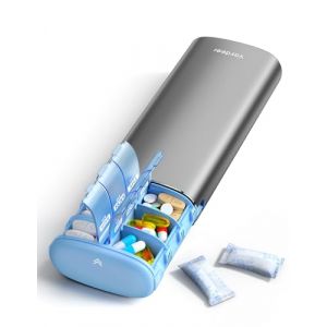 Vaydeer Pilulier Semainier 7 Jours Matin & Soir &ndash; Bo&icirc;te de M&eacute;dicaments Grande Capacit&eacute;, Pilulier M&eacute;tal AM PM Compact Voyage, Semainier M&eacute;dicament &Eacute;l&eacute;gant pour Vitamines & Compl&eacute;ments (Gris) (Vaydeer UK, neuf)