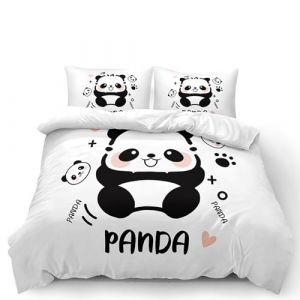 Housse de Couette Enfant 200x200 Panda Parure de Lit - Housse de Couette Garçon Fille - Housse de Couette Microfibre avec 1 Taies d'oreiller 65x65cm Parure de Lit 2 Personnes Douce et Confortable (WINTDEER, neuf)