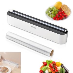 Coupe Film Alimentaire, D&eacute;vidoir Film Alimentaire, Derouleur Film Alimentaire Magn&eacute;tique, Distributeur de Film Alimentaire avec 1 Rouleau de Film, Distributeur Papier Aluminium pour Cuisine, Noir (ZHMY--EU, neuf)