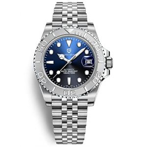 Montre Homme Pagani Design Montre M&eacute;canique Automatique Mouvement &Eacute;tanche 100M Verre Saphir Lunette C&eacute;ramique Acier Inoxydable Montre de Plong&eacute;e PD-1651 Yacht Master(Anniversaire Blanc Bleu) (pingxiangshijieweisimaoyiyouxiangongsi, neuf)