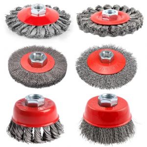 SQLJYU 6 Pièces Brosse Métallique pour Meuleuse D'angle, Brosse Métallique Perceuse de 75 mm et 100 mm, Brosse Métallique Meuleuse avec Filetage M14, pour Dérouillage Polissage (seezone, neuf)