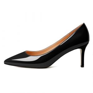 EDEFS Escarpins Slip-on Femme &agrave; Talon Cubite 6cm Bout Pointu Cuir Verni Polyvalents Mariage & &Eacute;v&eacute;nements Fleur Bleue EU37 (EDEFS Official Store, neuf)