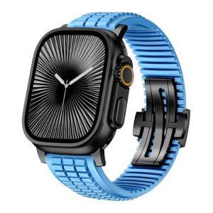 SEURE FKM Bracelet pour Apple Watch Ultra 2/1 49 mm, S&eacute;rie 10 46 mm, S&eacute;rie 9/8/7 45 mm, S&eacute;rie SE2/6/SE/5/4 44 mm, S&eacute;rie 3/2/1 42 mm, Business Sport, Bracelet de rechange en caoutchouc fluor&eacute;, pour (SEURE-WATCH, neuf)