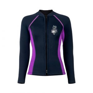 Yruioon Veste N&eacute;opr&egrave;ne Femme 3mm Thermique Manches Longues Veste De Plong&eacute;e Rashguard avec Fermeture &Eacute;clair pour Nager Plonger Surfer Snorkeler Bleu fonc&eacute; XXL (Yruioon, neuf)