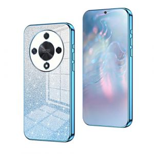 YUEQIAN Coque P&eacute;tillant pour Honor Magic8 Lite/Magic 8 Lite, Tr&egrave;s Mince Glitter Paillet&eacute; Souple TPU Antichoc Housse, Luxe Brillant Bling Transparent Femmes Filles &Eacute;tui, Bleu (YUEQIAN-EU, neuf)