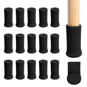 Weniubit Chaussons pour pieds de chaise avec coussinets en feutre, double couche, antid&eacute;rapants, tricot&eacute;s, prot&egrave;ge-meubles pour la maison, l'&eacute;cole, le bureau, la biblioth&egrave;que, Noir, 16 pi&egrave;ces (XIONGSHI, neuf)