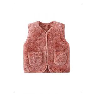 HEOXIN Bébé Fille Gilet Sans Manche en Polaire, Tout-Petit Mignon Fille Automne Hiver Veste sans Manches, Chaud Bouton-Pression Enfant Veste Manteaux, Unisexe Vêtements avec Poches, Rose, 1 à 2 Ans (FoShanShiZeYueMaoYiYouXianGongSi, neuf)