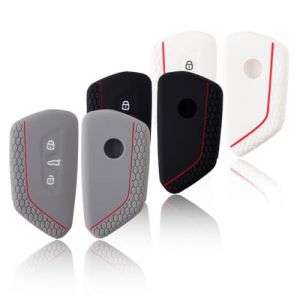 THQAE 3 Pcs Coque Cl&eacute;, &Eacute;tui Cl&eacute;s Adapt&eacute; pour VW Golf 8 MK8 GTE GTI ID.3 ID.4 Seat Leon MK4 Tarraco Ateca, Couvre Clef Cache Cle Voiture Tel&eacute;commande, Coque Smart Key (ProTechika O&Uuml;, neuf)