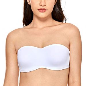 DELIMIRA Soutien Gorge sans Bretelles Grande Taille Invisible avec Armature Bandeau Minimiseur sans Rembourrage Blanc 100G (Jimu Fashion, neuf)