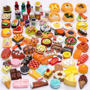 Miniature Dinette Enfant, 80 PCS Mini Jouets Mini Nourriture, Accessoire Cuisine Enfant Jouet, Objets Miniatures Nourriture, Accessoire Maison de Poupee pour Jeu de Rôle et Imitation Cuisine (80pcs) (yuwangwang, neuf)