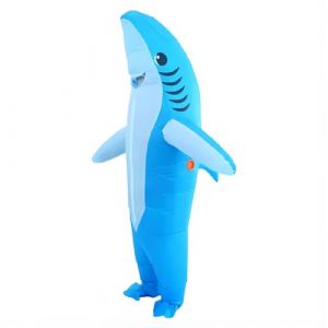 Costume de requin gonflable, d&eacute;guisement amusant pour Halloween, costume de cosplay pour requin, pour enfants, accessoire de performance sur sc&egrave;ne pour festival pour adultes (Bleu, Adulte) (zhengzhoufengyumaoyiyouxiangongsi, neuf)