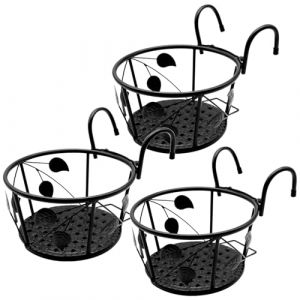 NILICAN Paniers de jardini&egrave;re &agrave; Rail Suspendu Paniers de Fleurs Suspendus en Fer forg&eacute; pour balcons &agrave; la Maison, Produits en Fer pour Plantes cultiv&eacute;es &agrave; la Maison (Noir) (nilican, neuf)