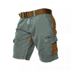 Short Cargo Homme en Coton, Short De Travail Homme Chantier Outdoor Short Sudation Grande Taille avec Cordon De Serrage Salopette Short Baggy Multi-Poches Tenue Quotidienne Style Streewear (Rnoaobu, neuf)
