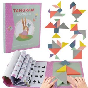 Yunyige Tangram Magnetique,Tangram Puzzle,Travel Tangrams Puzzle,Jeu Tangram avec 160 D&eacute;fis de Forme (Rose) (Yunyige, neuf)