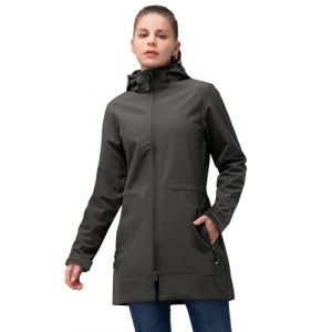 33,000ft Femme Veste Softshell Imperméable Longue Légère Jacket À Capuche Veste de pluie softshell Blouson Coupe Vent pour Activites En Exterieur Course à pied Randonnée Kaki foncé XL (33,000ft EU Direct, neuf)