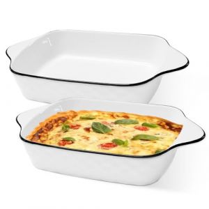 Set de plats &agrave; gratin 2 pi&egrave;ces, moule &agrave; lasagnes 26,7 cm, plat &agrave; gratin en c&eacute;ramique, plat rectangulaire, petit plat de four lisse pour lasagnes, cuisson, cuisine gastronomique, r&eacute;sistant &agrave; la chaleur (lovehomevp, neuf)