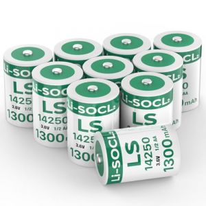 Lot de 10 Piles LS14250 3,6 V 1/2 AA Lithium 1300mAh ER14250 Batterie de Rechange (Non-Rechargeable) (Paisue FR, neuf)