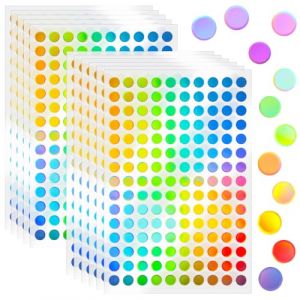 TIESOME Lot de 1500 Autocollants Laser Holographiques Ronds - Points Laser - Petites &Eacute;tiquettes Circulaires pour Bricolage - Calendrier D&eacute;coratif - Scrapbooking (Lincyy, neuf)