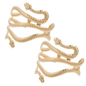 ifundom Bracelet Manchette Serpent Ouvert R&eacute;glable en M&eacute;tal Dor&eacute; Lot de 2 Bracelets de Bras Serpent pour Femmes Bijou de Bras Sculpt&eacute; pour F&ecirc;tes Cosplay et Usage Quotidien (Ahern Li, neuf)